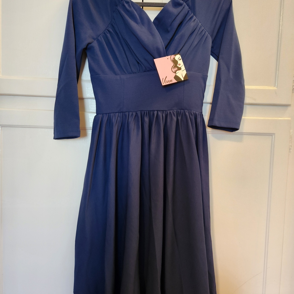 Vixen by Micheline Pitt Starlet Stormu Blue Swing Dress